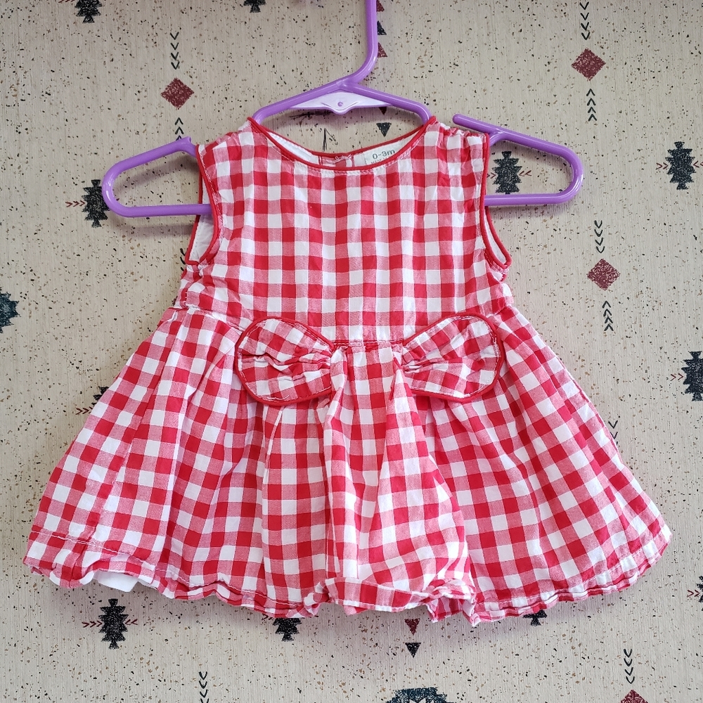 🛍4 for $20 baby red gingham print picnic dress